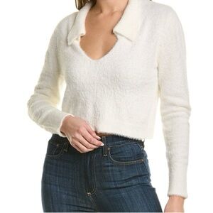 525 America off white eyelash V-Neck Sweater